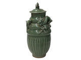 Vintage Oriental Dragon Motif Celadon Glaze Ceramic Art Jar GB881S