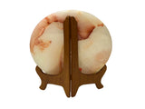 9.75" Natural White Brown Onyx Stone Round Fengshui Home Decor Display GB887S