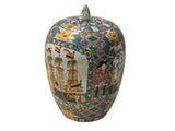 Vintage Polychrome Dutch Sailing Ships Graphic Porcelain Art Jar GB888S