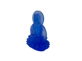 Blue Frosted Crystal Glass Lotus Base 2 Sides Bodhisattva Guanyin Figure GB894S