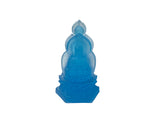 Blue Frosted Crystal Glass Lotus Base 3 Sides Bodhisattva Sanbao Figure GB895S