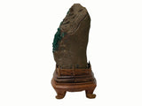 Vintage Naturalistic Scholars Rock Sculpture Dark Green Stone Cicada Accent GB898S