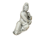 Chinese Vintage Finish Off White Porcelain Reclining Kwan Yin , Bodhisattva Statue GB899S