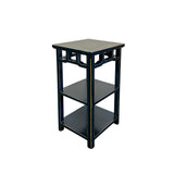 Oriental Black Lacquer Rectangular Wood Plant Stand Pedestal Table GB901S
