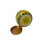 3.25" Modern Oriental Enamel Yellow Flower Graphic Round Porcelain Box Jar GB905S