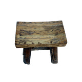Rustic Raw Rough Wood Grain Rectangle Slim Stool Bench Side Table JK328S #9