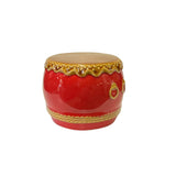Chinese Red Ceramic Small Traditional Drum Shape Display ws3071S