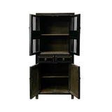 Chinese Distressed Black Small Display Bookcase Curio Cabinet cs7585S