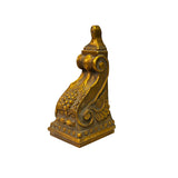 Vintage Golden Scroll Motif Wood Carving Corner Wall Ledge Panel Stand ws3154S