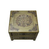 Oriental Olive Green Graphic 2 Drawers End Table Nightstand Cabinet cs7629S
