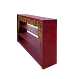 Chinese Red Golden Carving Rectangular Curio Display Stand Side Table cs7654S