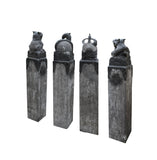 Chinese Set Gray Black Stone Fengshui Four Symbols Slim Pole Statue cs7648S