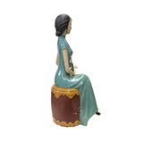 Chinese Oriental Ceramic Cheongsam Celadon Qipao Dressing Lady Figure ws3061S