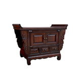 Chinese Brown Stain Altar Carving Low Kang Table Display Stand cs7601S