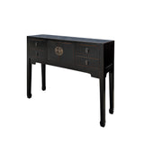 Oriental Black Lacquer 4 Drawers Slim Narrow Foyer Side Table cs7604S