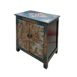 Tibetan Oriental Teal Turquoise Dragon Head End Table Nightstand cs7599S