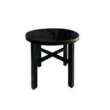 Asian Black Lacquer Round Top Cross 4 Legs Center Side Table Stand cs7624S