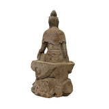 Rustic Wood Sitting Bodhisattva Kwan Yin Tara Buddha Statue ws3065S