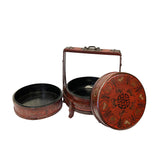 Vintage Traditional Chinese Wood Round Wedding Basket Accent Display ws3104S