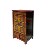 Tibetan Orange Yellow Jewel Floral Tall End Table Nightstand Cabinet cs7625S