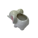 2 Pieces Ceramic White Cute Elephant Open Top Planter Art Figure ws3143ABS