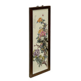 Chinese Wood Frame Porcelain Flower Birds Wall Plaque Panel ws3038S