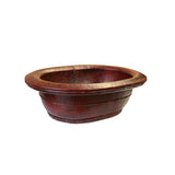 Chinese Vintage Distressed Brick Red Flower Oval Shape Wood Bucket ws3118S