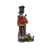 Chinese Oriental Porcelain Qing Style Dressing Lotus Birds Lady Figure ws3144S