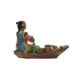 Chinese Oriental Porcelain Qing Style Dressing on Boat Lady Figure ws3136S
