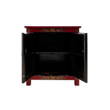 Tibetan Oriental Black Red Double Tigers End Table Nightstand cs7589S