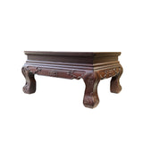 Brown Oriental Flower Carving Rectangular Display Low Table Stand ws3124S