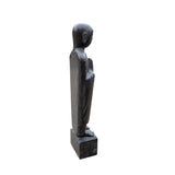 Chinese Black Color Stone Carved Standing Monk Lohon Statue cs7644S
