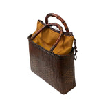 Asian Handmade Rustic Brown Rattan Bamboo Handle Hand Bag ws3030S