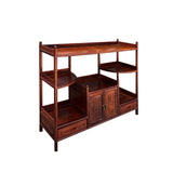 Chinese Huali Light Brown Rectangular Curio Display Stand Side Table cs7606S