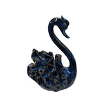 Ceramic Clay Navy Blue Wave Ribbon Feather Swan Art Figure ws3102S