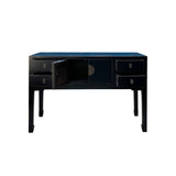 Oriental Black Lacquer Long Moon Face 4 Drawers Slim Foyer Table cs7622S