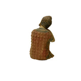 8.5" Small Resting Leg Eyes Closed Wood Buddha Figure GB817S