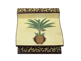 Distressed Leopard Print Pattern Green Plant Wood Lid Box GB755S