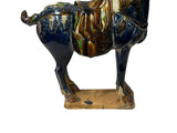 Oriental Ceramic Sancai Dark Blue Brown Beige Fengshui Artistic Figure GB878S