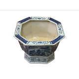 Chinese Blue White Oriental Scenery Porcelain Square Pot Planter ws3171S