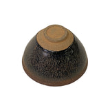 Chinese Jianye Clay Metallic Bronze Black Glaze Decor Bowl Display Art ws3159S