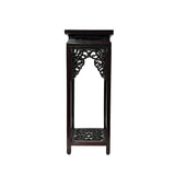 square tall slim wood riser display stand for antiques