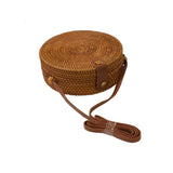 Asian Handmade Rustic Brown Rattan Round Shoulder Bag Box ws3315S