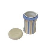 Blue Tan White Strips Ceramic Round Container Urn Jar ws3265S