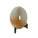 Natural White Brown Onyx Stone Round Fengshui Home Decor Display ws3177S