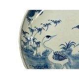 Chinese Blue White Cranes Birds Fengshui Graphic Porcelain Plate ws3298S
