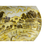 Chinese Yellow White Village Tree Graphic Porcelain Decor Plate ws3300S