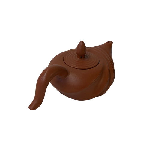 Chinese Brown Yixing Zisha Clay Teapot w Wave Curve Accent ws3174S Chinese Brown Yixing Zisha Clay Teapot w Wave Curve Accent ws3174S