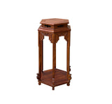 Chinese Huali Rosewood Hexagon Pedestal Plant Stand Table cs1221S