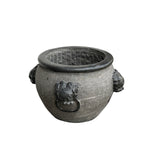 Chinese Oriental Gray Black Stone Round Garden Pot Planter cs2438S